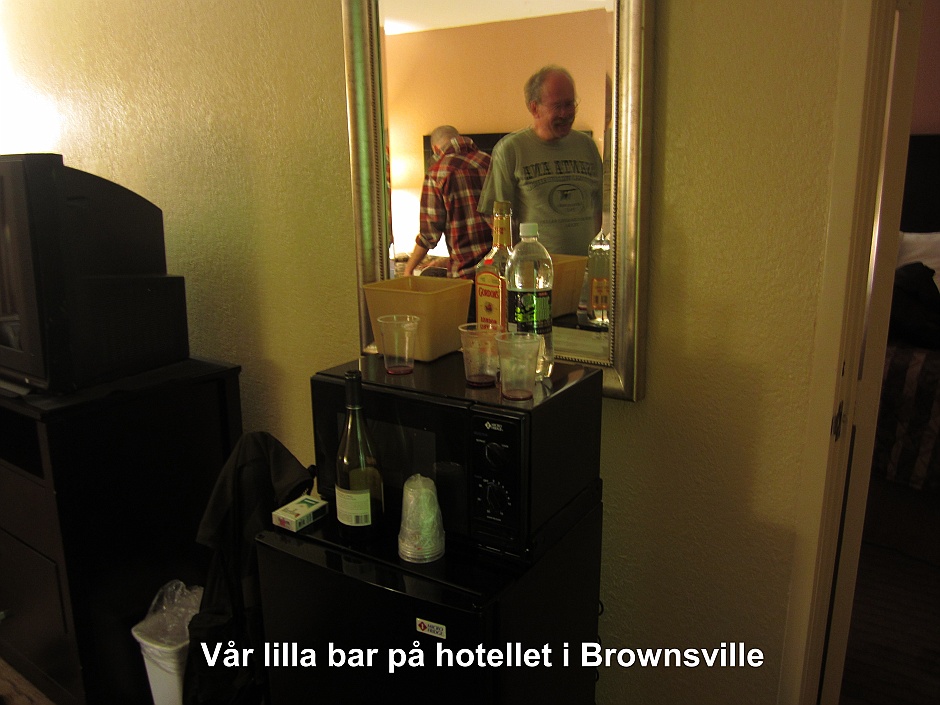 Vår lilla bar på hotellet i Brownsville